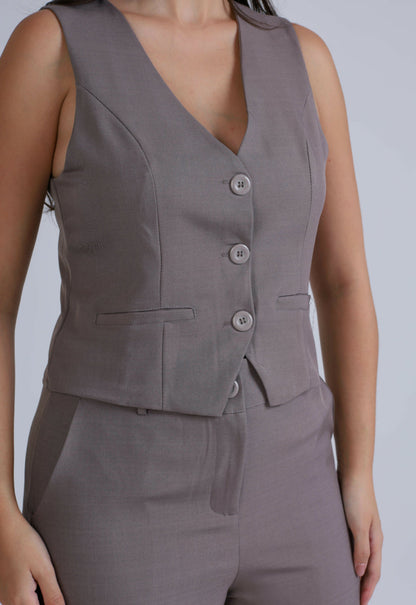Women's Vest and Tailored Trousers Set - Elegant Fashion