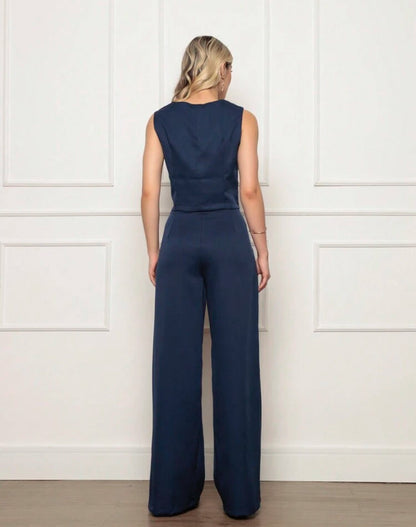 Women's Vest and Tailored Trousers Set - Elegant Fashion