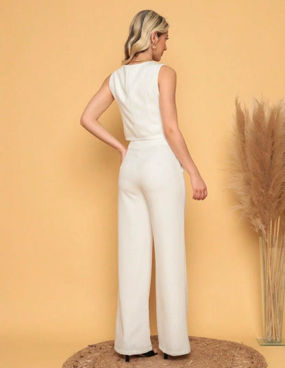 Women's Vest and Tailored Trousers Set - Elegant Fashion