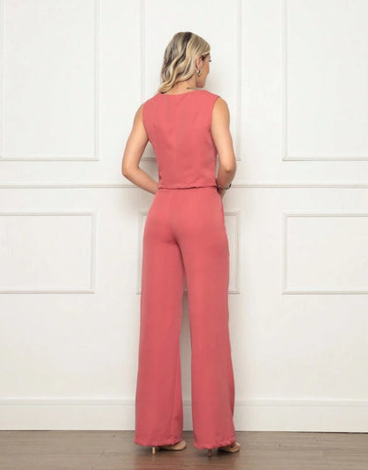 Women's Vest and Tailored Trousers Set - Elegant Fashion