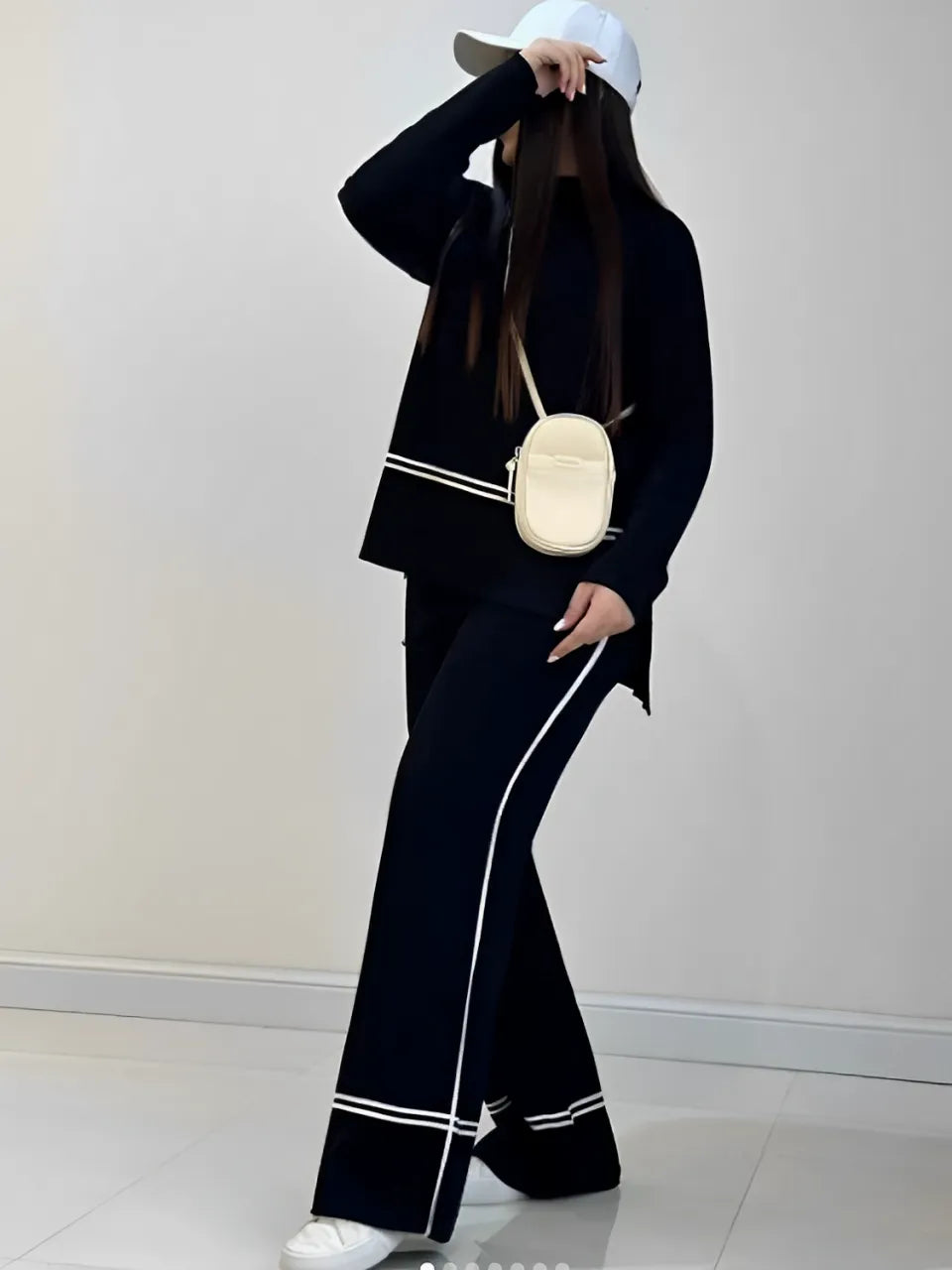 Knit Set with Turtleneck Mullet Sweater and Pants