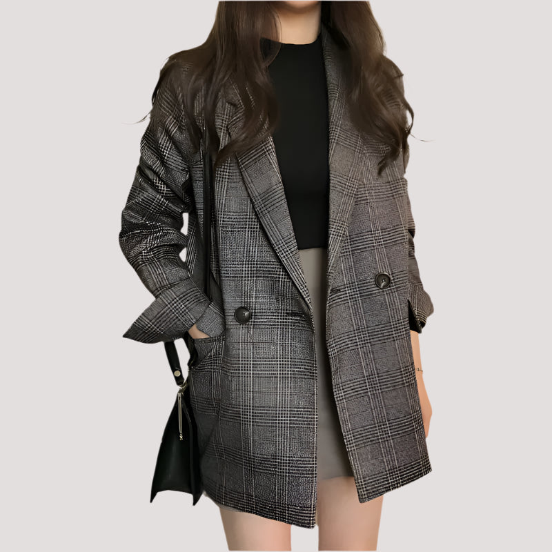 Imelda Plaid Long Blazer